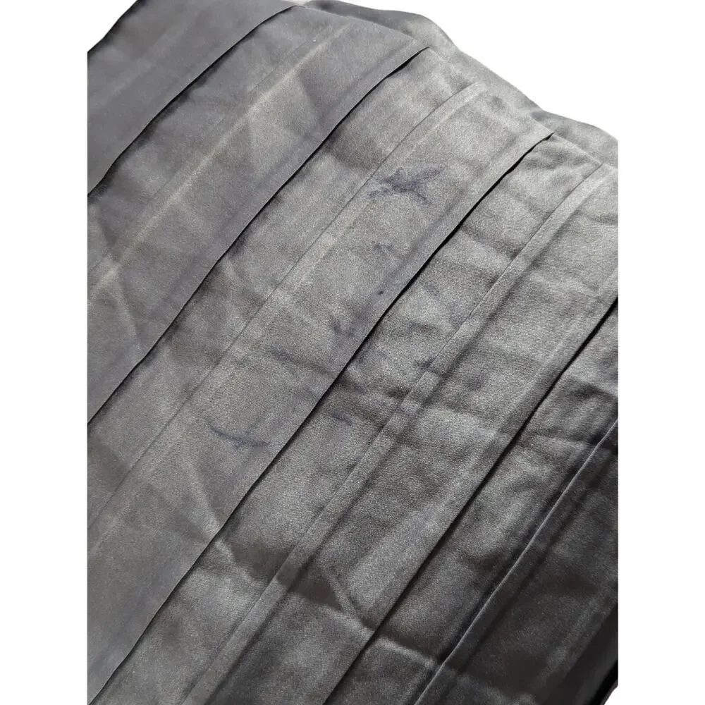 RICH, SATINY GRAY PIN TUCKED, MICRO PLEATED DUVET COMFORTER COVER! SZ FL/QN